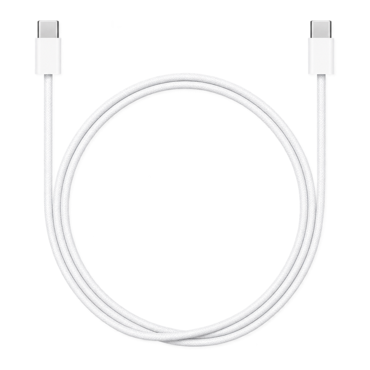 White woven Apple 60W USB-C to USB-C charge cable with both connectors visible