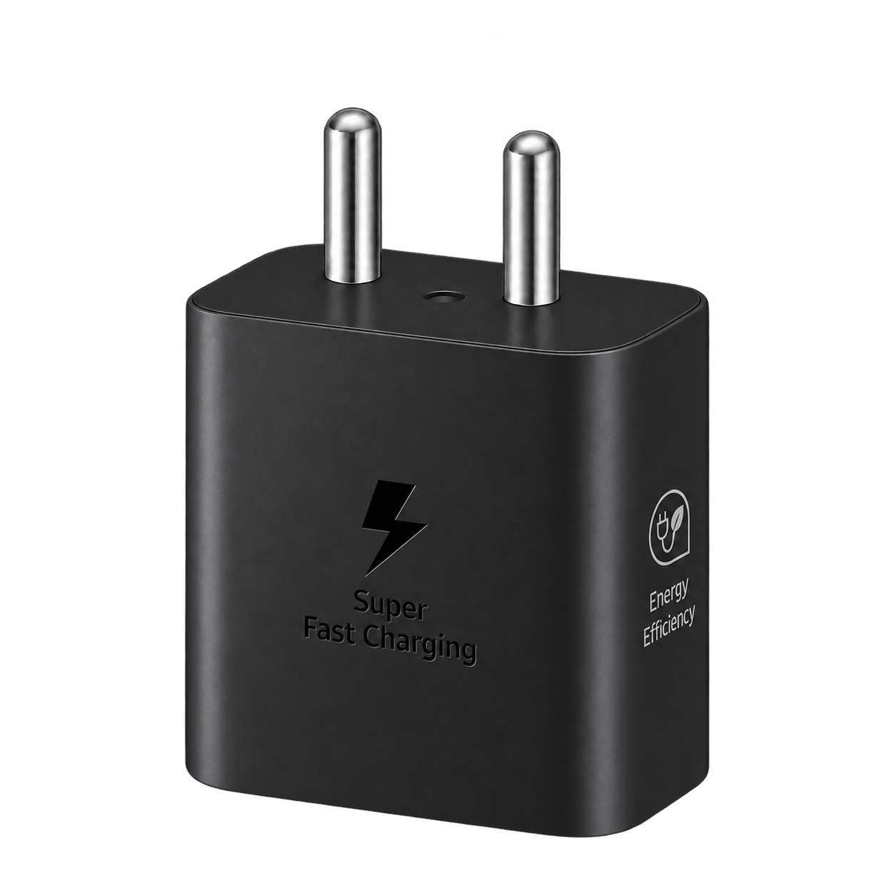 Samsung 25W Travel Adapter in black with India two-pin plug
