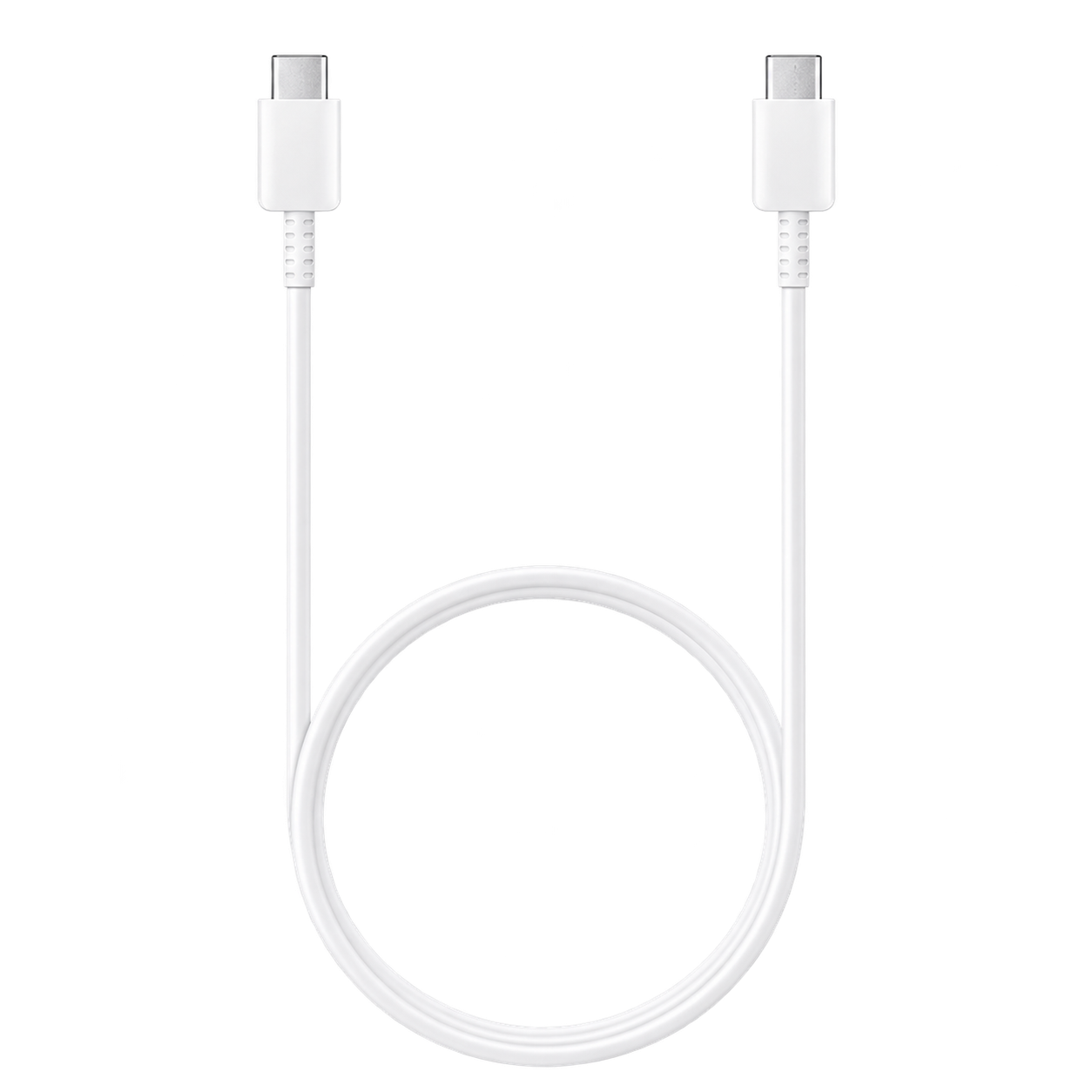 White Samsung USB Type-C to Type-C data cable with both connectors visible